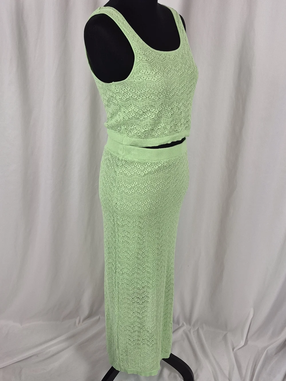 House of Harlow 1960 Crochet Lace Crop Tank & Midi Skirt 2 Piece Set - Size M